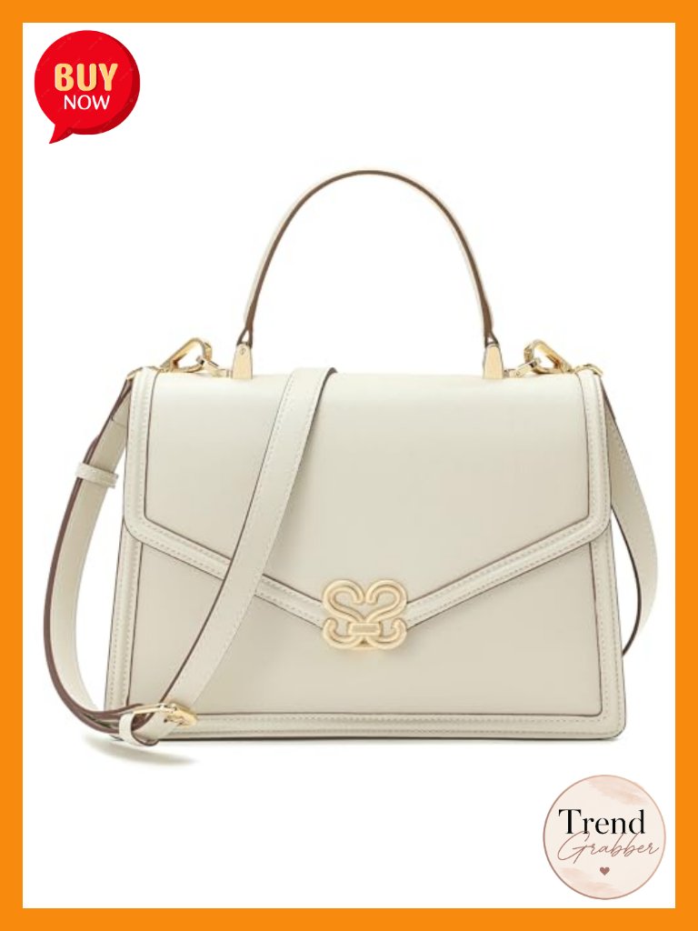 Top Handle Satchel - Faux Leather Handbag With Gold Hardware